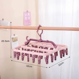 Drip Hanger Drying Rack with 32 Clips Foldable Clothes Drying Rack Plastic Hanging Drying Rack for Clothes Underwear Socks