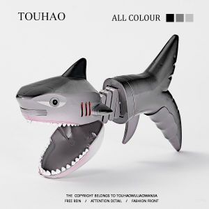 Number One Home! Its Boring to Play Shark Trick Ta! Funny Decompression Spring Retractable Hand Creative Toy