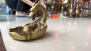 Trầm Rồng Chảy Ngược Cao 15cm Bằng Đồng