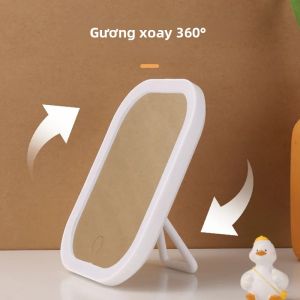 Đèn LED Chiếu Sáng Gương Nhỏ Cho Ký Túc Xá Sinh Viên Máy Tính Để Bàn Gương Trang Điểm Có Thể Điều Chỉnh 3 Màu Có Đèn Cho Bàn Trang Điểm Trong Phòng Ngủ