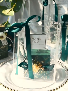 Transparent PVC Clear Bag With Handle for Wedding Birthday Chrismas Plastic Clear Tote Bag Goodie Gift Bag For Party