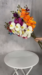 Bunga Buatan 8 Kepala Anggrek Bunga Palsu Phalaenopsis Tanaman Pot Dekorasi Rumah