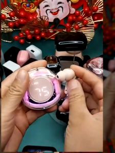 Tai nghe điện thoại Bluetooth không dây Ultrapods Pro v5.3 màn hình kỹ thuật số trong suốt LED điều khiển cảm ứng chạm