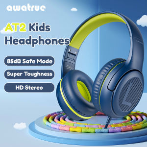 1/2/3Pcs Awatrue AT2 Kids Wired Headphones with Mic 3.5mm Jack Adjustable Foldable Stereo Sound Headsets for Girls Boys Children
