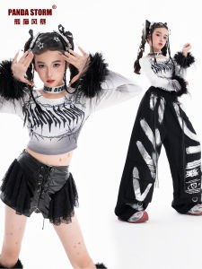 PANDA STORM | Dance Performance Clothing Long Sleeve T-shirt and Pants Set