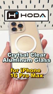 Hoda Crystal Pro Aluminum Glass Clear Case with Magnetic Drop Protection Case for iPhone 16 Pro Max | 16 Pro