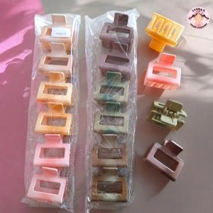 Jepit Jedai Model Kotak Doff 6pc Bolong Korean Grosir 5cm