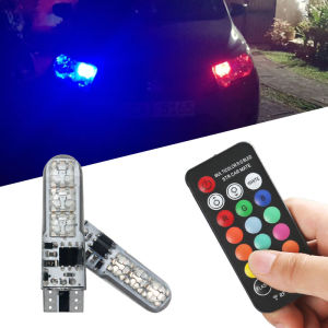 KEVANLY | 2Pcs/1Set T10 LED W5W 194 168 Bulbs With Remote Control 6SMD 5050 Led Signal Lights RGB Car Interior Dome Reading Light