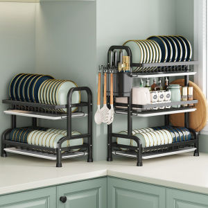 BMZAR 2/3 Layer dish drain rack Full metal drain rack Rust-proof dish storage rack Kitchen dish storage basket
