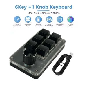 3/6 Keys USB Mini Mechanical Keyboard RGB Gaming Portable Switch with Custom Programming Knob for Photoshop Macro Keyboards