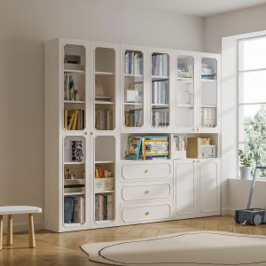 KEBIXIONG | Anti-Dust Wooden Bookcase with Glass Doors