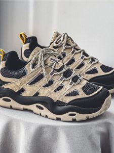 Trendy Dad Shoes Hong Kong Style Thick Bottom Heightening Mens Versatile 2024 New Spring Sport Panel Shoes Multi-Mouth Donkey