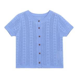 Slim Blue Short-sleeve Knitted Cardigan Loose Summer Style