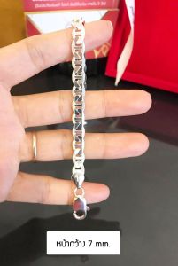 สร้อยข้อมือเงินแท้92.5% ลายกุซชี่แบน งานอิตาลี งานสวยเล่นแสงดีค่ะ ขนาด 6- 9 มิล(สร้อยอิตาลี)