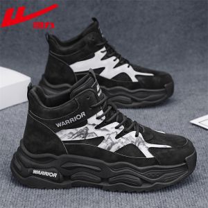 Casual High-Top Mens Shoes Trendy Boosting Thick Bottom Travel Footwear Winter 2025 New Model Warrior Black Knight Shoes