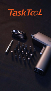 TASKTOOL Miniature Electric Screwdriver 4N.M Torque LED Work Light 25 Piece Bit Set With 1500mAh Battery for DIY Enthusiasts Car Maintenance