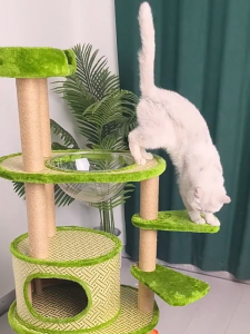 HATELI Multi Level Cat Tree for Indoor Cats Modern Cat Tower with Beds & Scratching Posts Cute Cat Climbing Frame for Large Cats and Kitten Climbing Tower with Cooling Mat