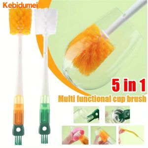 Kebidumei น้ำยาทำความสะอาดขวดแปรงทำความสะอาดแบบ5 In 1สำหรับกระบอกน้ำถ้วยด้ามจับยาวอุปกรณ์ในครัวอุปกรณ์แปรงทำความสะอาดห้องครัวสำหรับล้าง