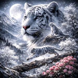 HUACAN Diamond Painting Tiger Animal Full Kits Handicrafts Mountain Diamond Mosaic News 2027 Flower Wall Decoration Living Room