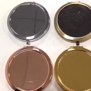 Round Foldable Retro Alloy Compact Pocket Mirror Folded Makeup Cosmetic Mirror for Rose Gold Make Up Cosmetic Portable