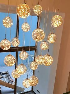 Nordic stair long chandelier dining room chandelier dining room lamp high chandelier living room lam