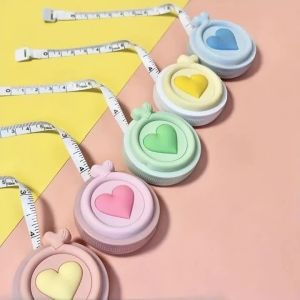 1pc Compact Retractable Pastel Heart-Shaped Mini Tape Measure - for Body Measurements Clothing