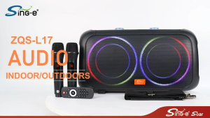 ZQS L-17 Bluetooth Karaoke Speaker Super Bass RGB LED Party Speaker Dual Wireless Mic Portable Rechargeable DJ Sound System Outdoor