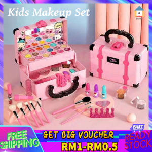【Malaysia Spot Sale】Kids Makeup Set Non ToxicWashable Cosmetics Toys Set Pretend Game Princess Eyeshadow Blush Lipstick Makeup HandbagMake up set for Kids RealChristmas gifts toy for kids girl