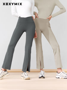 Imported Womens High Waisted Flared Leg Yoga Pants with Slit