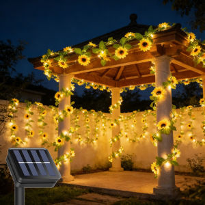 2/5/10M LED Solar Sunflower String Light Outdoor Artificial Flower Vine Atmosphere Lamp for Garden Wedding Holiday Decoration