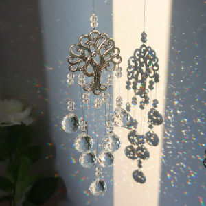 Lucky Tree Sun Catcher Crystal Wind Chimes Pendant Pendant Light Shadow Hanging Ornament Home Garden Window Hanging Decoration