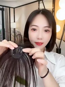 5*5-25cm ที่คลุมผมปลอมด้านบนผมสีดำและมอคค่าสีน้ำตาลเส้นผมมนุษย์ 100% ชิ้นระบายอากาศผมสีขาวและวิกน้ำหนักเบาเพิ่มวอลลุ่มผมสำหรับผู้หญิง