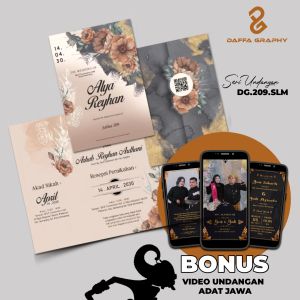 Undangan Pernikahan Elegant Desain | Minimal 50 Pcs | Bonus Plastik Label Video Undangan dan Thanks Card