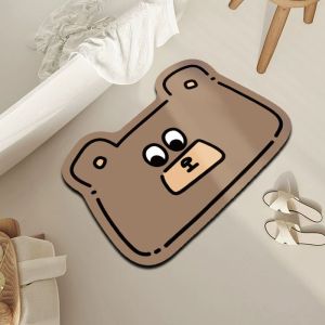 VIKAMA Shaped Cartoon-Style Doormat Soft Diatom Mud Non-Slip Rug Quick Dry Absorbent Entryway Mat for Home Decor