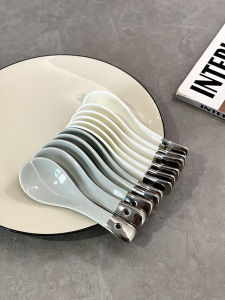 Ceramic Cute Small Soup Spoon Rice Spoon Stirring Spoon Dessert Spoon Home Use Dining Utensils for Girls Meal Time