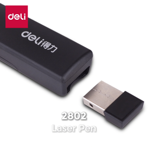 Deli Laser Pointer + Presenter Wireless USB Pen Laser Presentasi PPT Sinar Merah Jarak 30 M 2802
