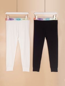 T-Style Neutral Sports Pure Color Windproof Cotton Autumn Pants High Waist Warm Underwear with Rainbow Waistband for Youth