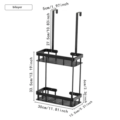 1pc Over The Door Shower Caddy Bathroom Storage Rack Bathroom Hanging Shelf Double Layer Shower Shelf Bathroom Caddy Organiz