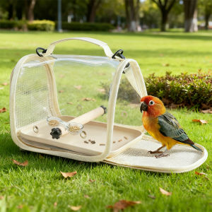 Bird Cage Parrot Carrier With Perch & Plastic Tray Portable Bird Travel Bag Bird Window Breathable Design Small Pet Accessories