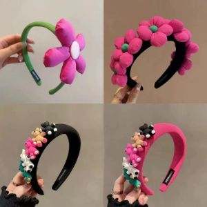 Sweet Simple Colored Large Flower Hair Hoop Rabbit Headband Suitable for Hair Styling Girls Hair Accessories Party Holiday Gifts