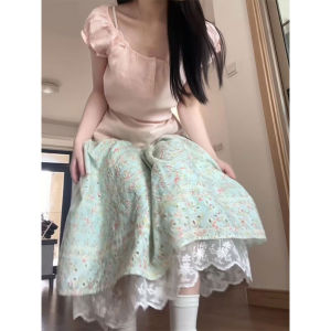 LANMENGYA | French Floral Slim Summer Skirt Green Dopamine Short Skirt