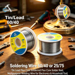 0.8mm/1mm Tin Lead Flux Core Solder Wire - 60/40 & 25/75 Rosin Core 100g Reel for Electronics DIY Soldering