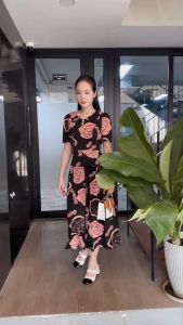 Set bộ họa tiết trung niên tặng mẹ sang đẹp quần giả váy lưng thun có túi Misa - MS0334 (Hình thật shop chụp)