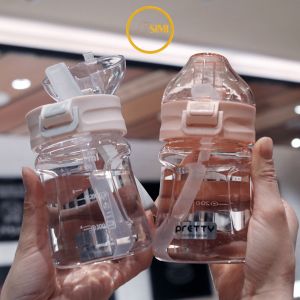 400ml Baby Kids Sport Design Portable Drinking Bottle Tumbler with straw and stripe