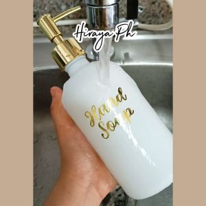 Hiraya Ph 500 ml Avery White Glass Soap Bottle Dispenser Waterproof Label for Kitchen and Bath Minimalist and Aesthetic