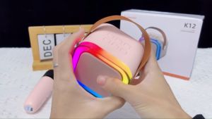 K12 DUAL MIC - Mini Karaoke Rechargeable Wireless Speaker with Colorful LED Light