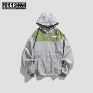 JEEP SPIRIT 1941 ESTD Summer Hooded Jacket Teenager Stitching Lightweight Sun protection clothing Camping Couple Waterproof Skin Windbreaker