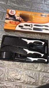 Pisau Dapur 6 in 1 / Pisau dapur set keramik 5pcs - pisau set J13 J-13 Chef knife Small cleaver paring knife peeler serrated cutter pemotong bergerigi - Pisau set ceramic 5 in 1