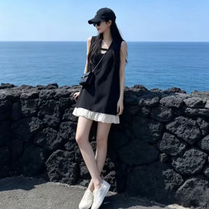 SENWA | Đầm Mini A-line Không Tay Màu Đen