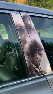 Sticker Pilar Kaca Mobil Universal WHITE LUFFY Bisa Custom Gambar/Foto 1 SET (Kanan Kiri) - RON Design